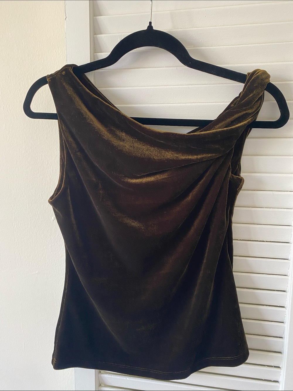 Women's Velvet Drape Neck Tank Dress - Brown